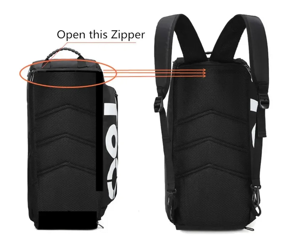 Waterproof Gym Bag with Shoe Storage - Carry it your way, use as a shoulder bag or backpack. Designed with separate shoe storage and waterproof protection.