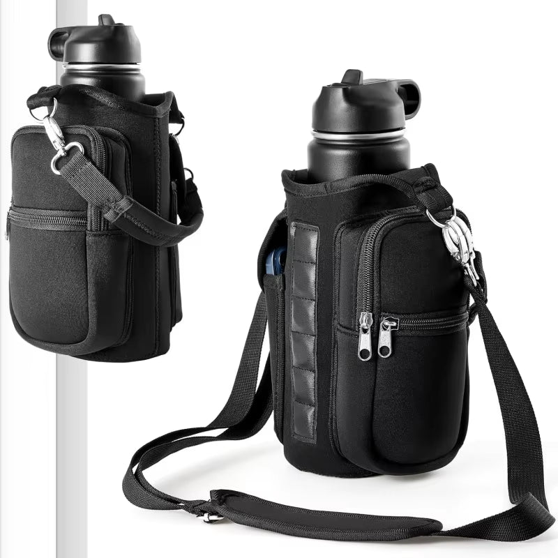 Revolutionary Magnetic Water Bottle Holder - Ultimate Gym Companion with Phone Pocket and Adjustable Strap