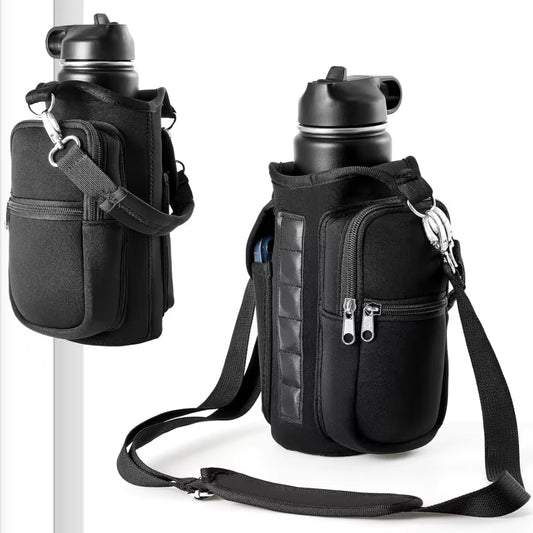 Revolutionary Magnetic Water Bottle Holder - Ultimate Gym Companion with Phone Pocket and Adjustable Strap