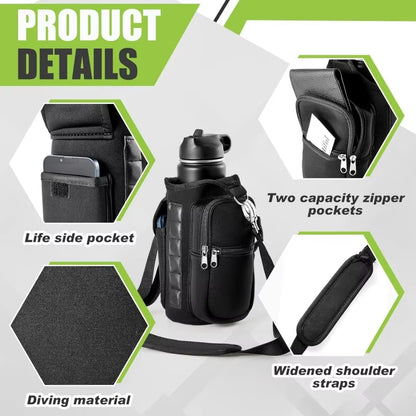 Revolutionary Magnetic Water Bottle Holder - Ultimate Gym Companion with Phone Pocket and Adjustable Strap